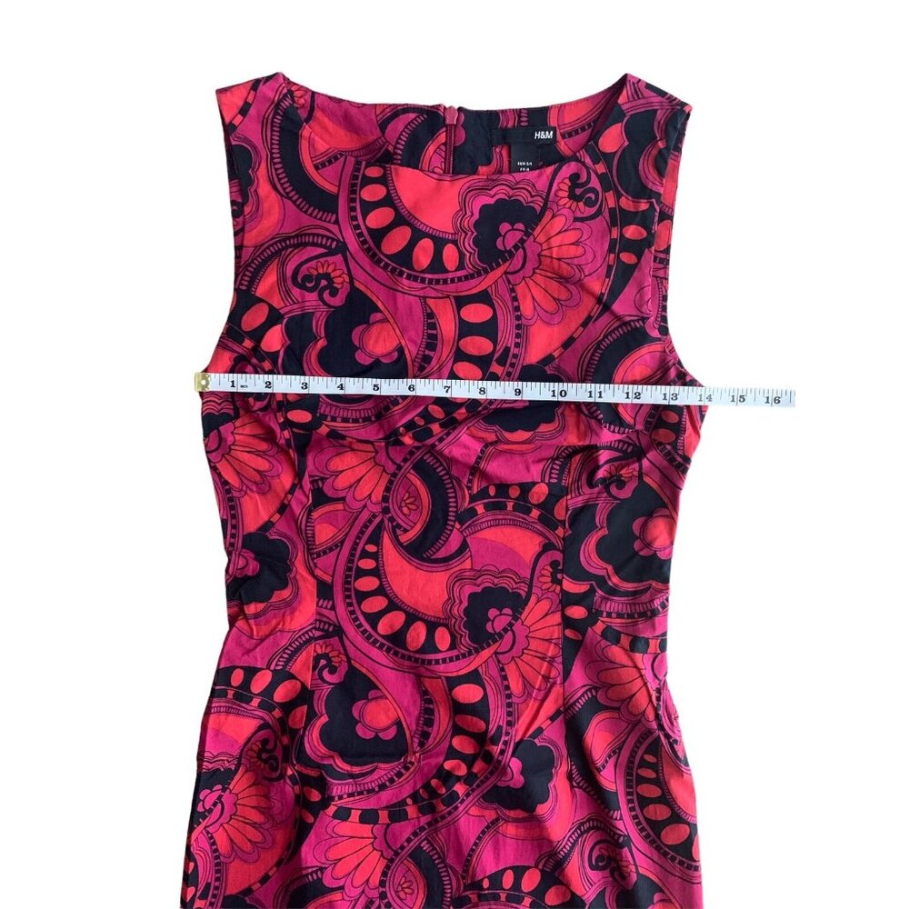 H&M Junior Red & Black Printed Sleeveless Boat Neck Sheath Dress Size 4 Small - Picture 6 of 11